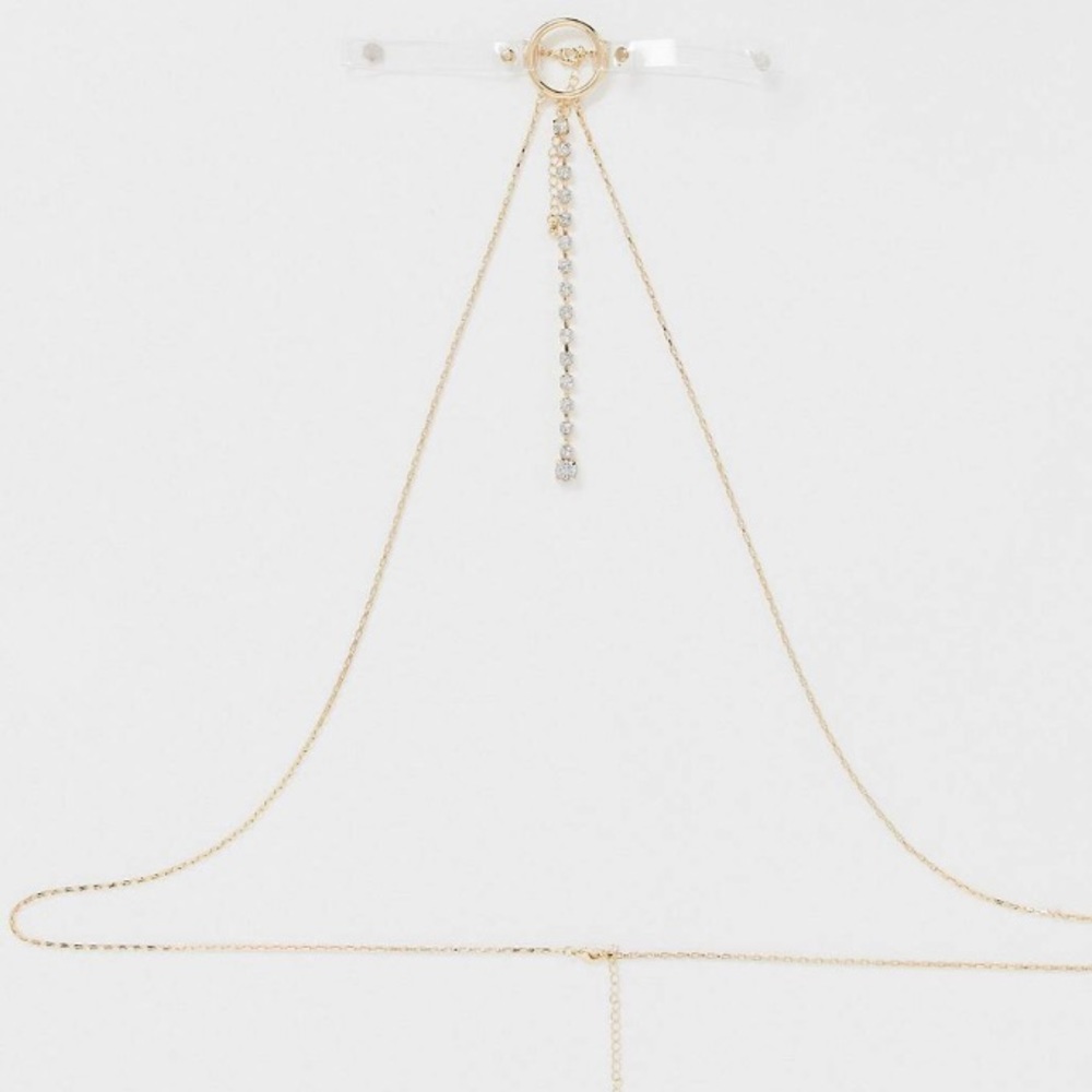 Last 1! Gold layered choker w/ rhinestones - Picture 2 of 4